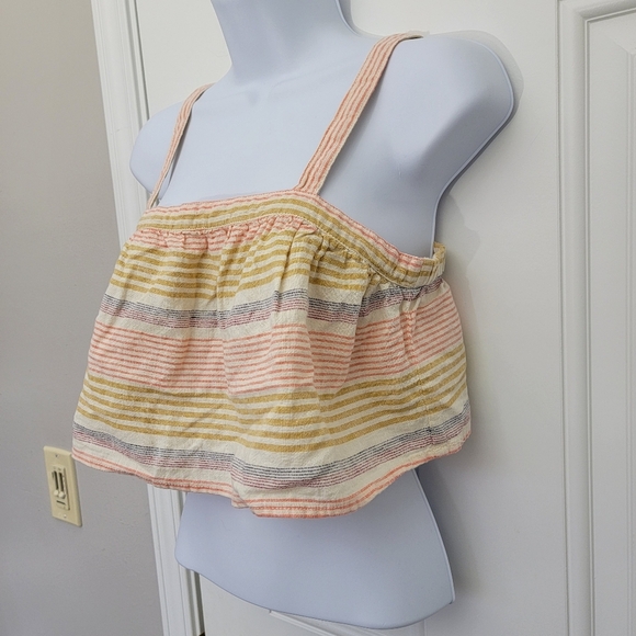Pale Yellow Smocked Crop Tank Top - Picture 2 of 8